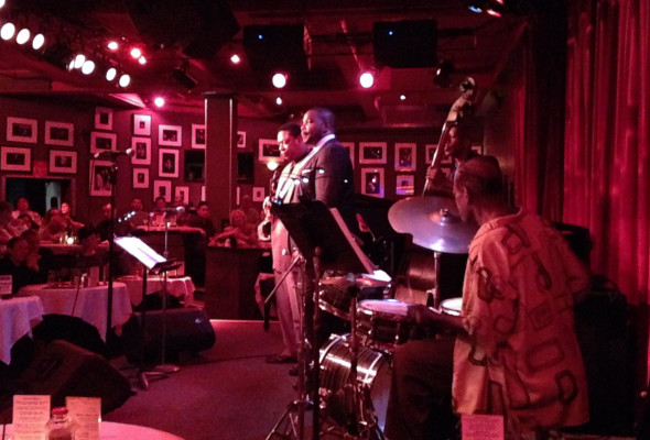 From left, saxophonist Vincent Herring, trumpeter Jeremy Pelt, bassist Lonnie Plaxico, and drummer Victor Lewis play at Charlie Parker’s birthday celebration on Thursday August, 28th.