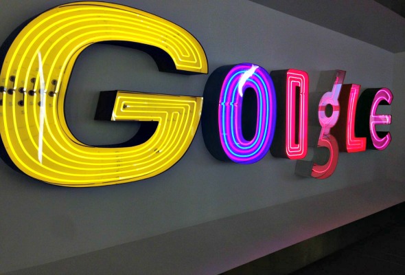 Google sign as you enter the Chelsea headquarters. Photo: Emilyn Teh. 