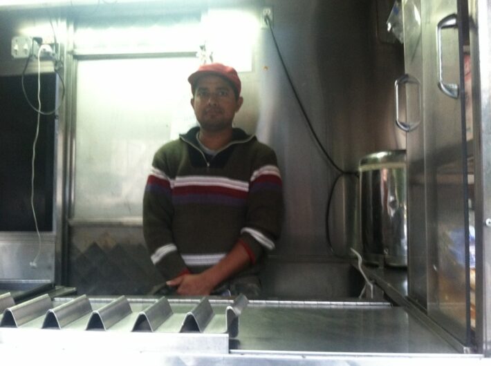 Anamul Hasan at his hot dog cart in Columbus Circle. Photo: Alanna Weissman.