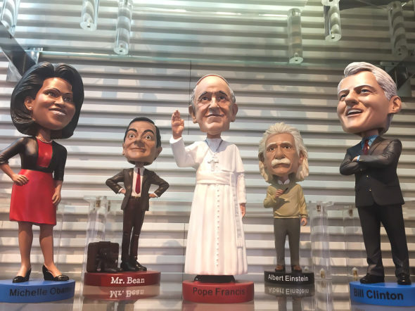A papal bobble that retails for $39.99 at the souvenir shop I Love NY Gifts on Broadway and 49th Street.