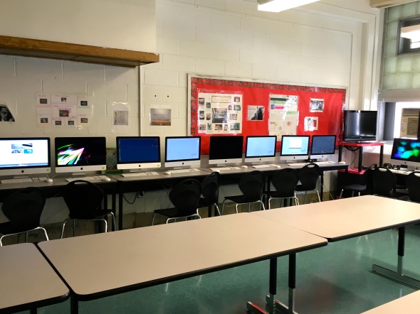 A computer lab of new iMacs await a computer science class at The Urban Assembly Gateway School for Technology. Photo: Adam Kelsey.
