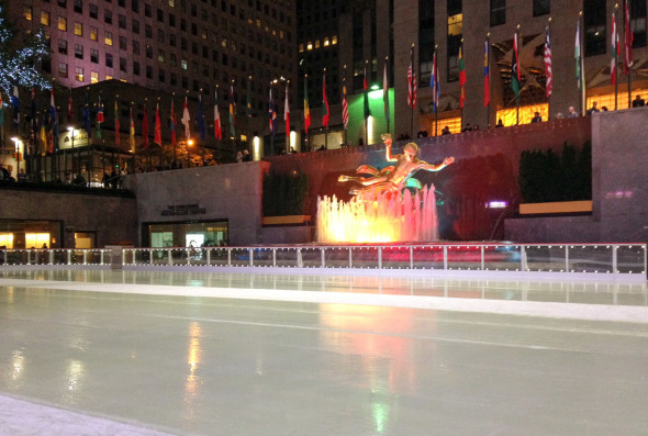 The ice is nearly ready after having been smoothed by the Zamboni driver. Photo: Laurence Bekk-Day
