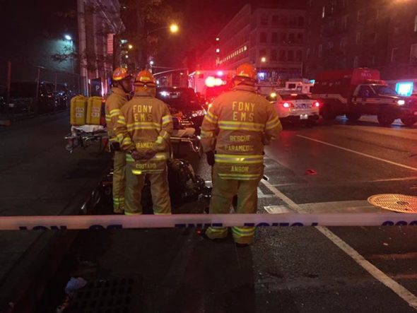 Paramedics at the scene of the blast in Chelsea. Photo: David Klein.