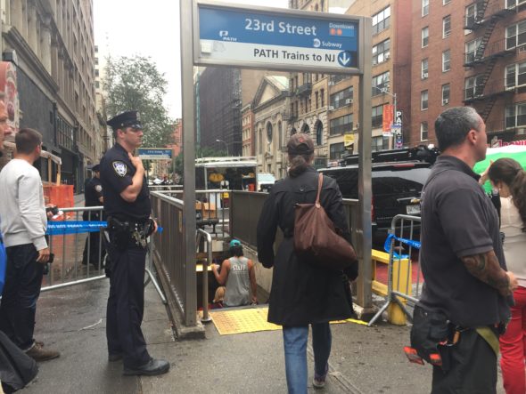 Train service resumes Monday afternoon near West 23rd Street after being shut down over the weekend after the Chelsea explosion. Photo: Talia Abbas