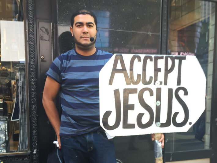 Street side prophet, Aubrey Ortiz.